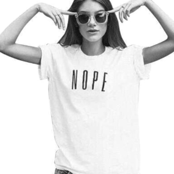 🕶 White Short Sleeve Print T-shirt NOPE - Picture 7 of 7